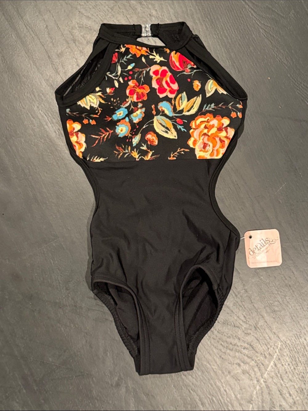 Black Floral-Accent Kids One-Piece Bodysuit